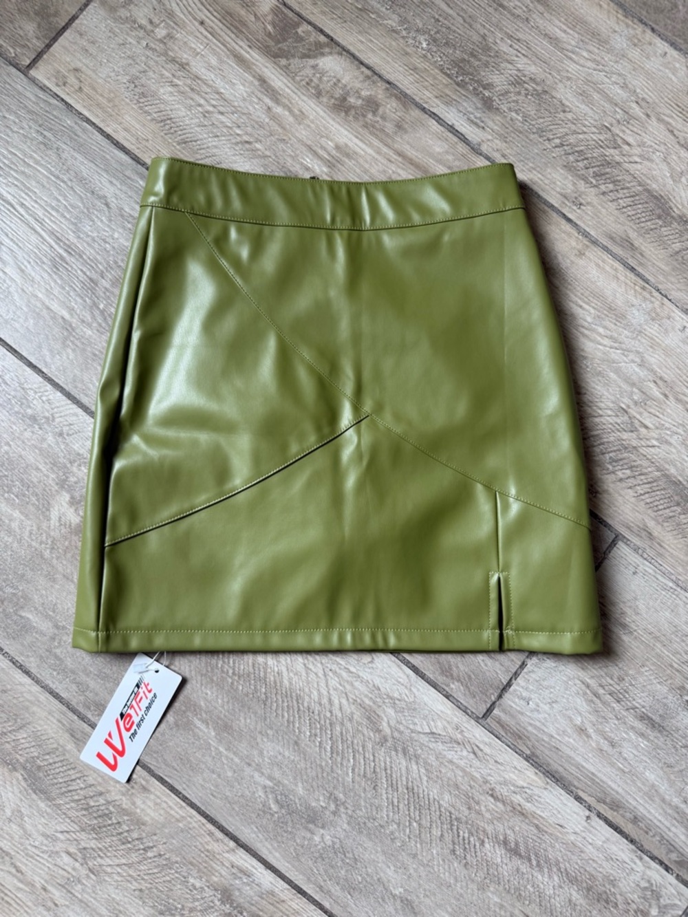 Olive Green Faux Leather Mini Skirt